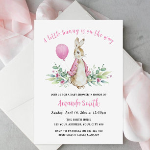 Peter Rabbit Pink Baby shower Kaart
