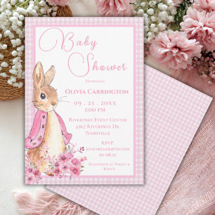 Peter Rabbit Pink Baby shower Kaart