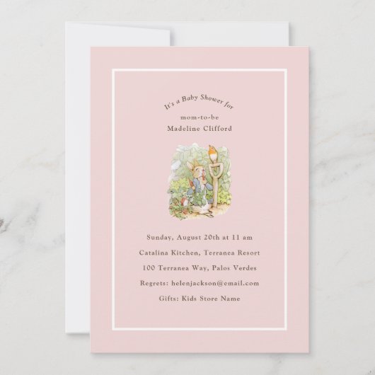 Peter Rabbit Roze  Baby shower Kaart (Voorkant)