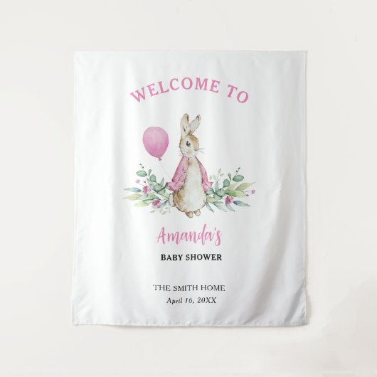 Peter Rabbit Roze Baby Shower Wandkleed (Voorkant)