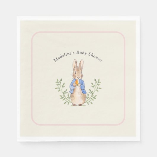 Peter Rabbit Roze Ivoor Baby shower Servet (Voorkant)