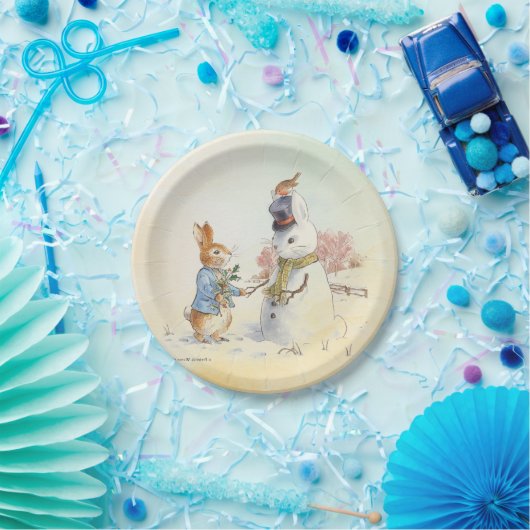Peter Rabbit (sneeuwman) Papieren Bordje (Feest)