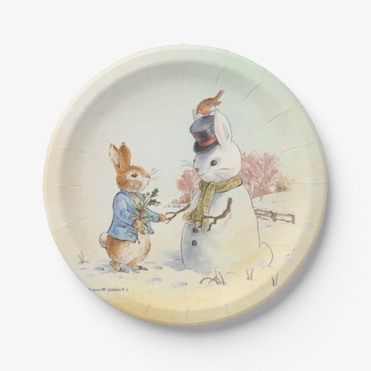 Peter Rabbit (sneeuwman) Papieren Bordje (Voorkant)