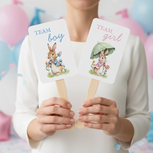 Peter Rabbit Team Girl or Team Boy Baby Reveal Handwaaier