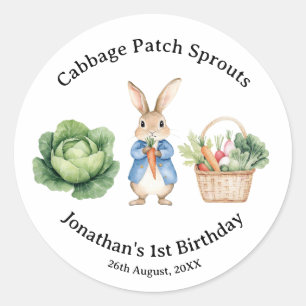 Peter Rabbit Veggie Basket Baby shower Favoriet Ronde Sticker