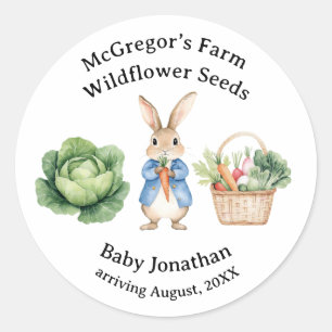 Peter Rabbit Veggie Basket Baby shower Favoriet Ronde Sticker