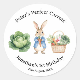 Peter Rabbit Veggie Basket Baby shower Favoriet Ronde Sticker