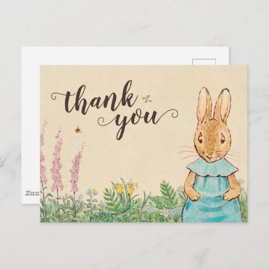 Peter Rabbit | Verjaardag meisje - Bedankt Briefkaart (Voorkant / Achterkant)
