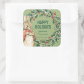 Peter Rabbit | Vrolijk kerstfeest Vierkante Sticker (Tas)