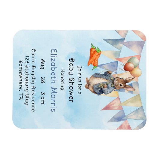 Peter Rabbit Waterverf Baby Boy Shower Uitnodigen Magneet (Horizontaal)