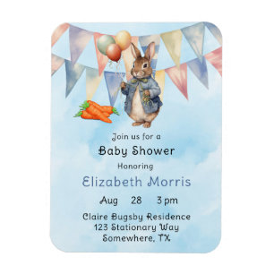 Peter Rabbit Waterverf Baby Boy Shower Uitnodigen Magneet