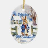 Peter Rabbit waterverf Kerstfoto Keramisch Ornament (Voorkant)
