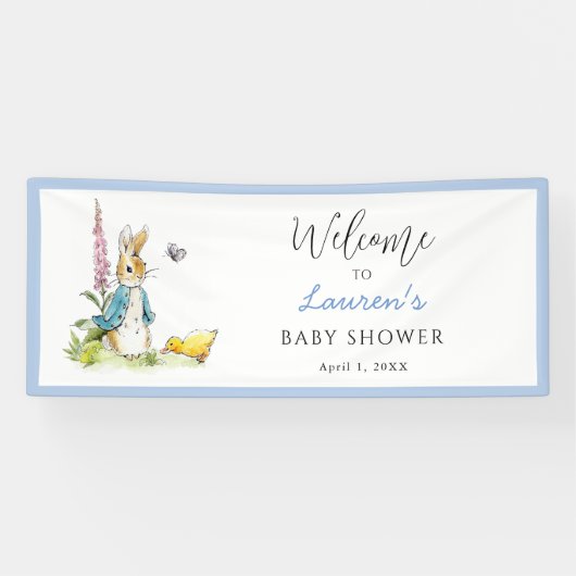 Peter Rabbit Welkomstbord Boy Baby shower Spandoek (Horizontaal)