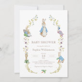 Peter Rabbit Wildflower Baby shower Invitation Kaart (Voorkant)