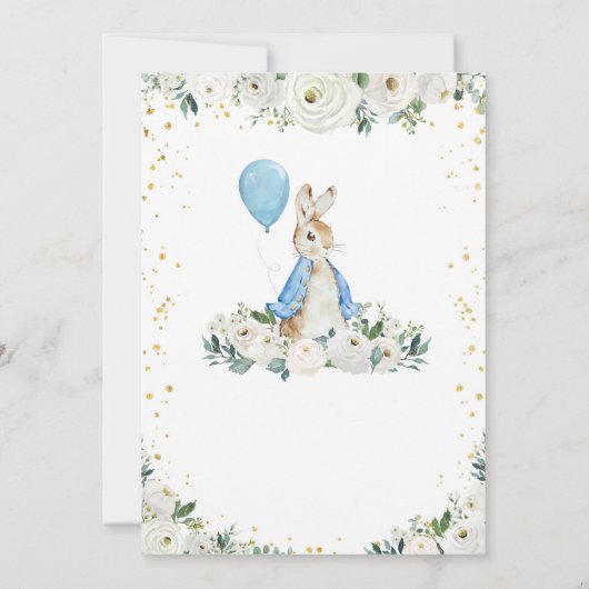 Peter Rabbit Wildflower Eerste Verjaardagsuitnodig Kaart (Achterkant)