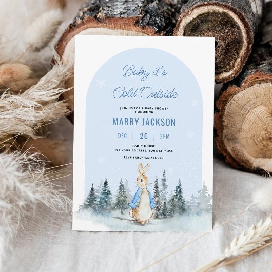 Peter Rabbit Winter Arch baby shower Kaart