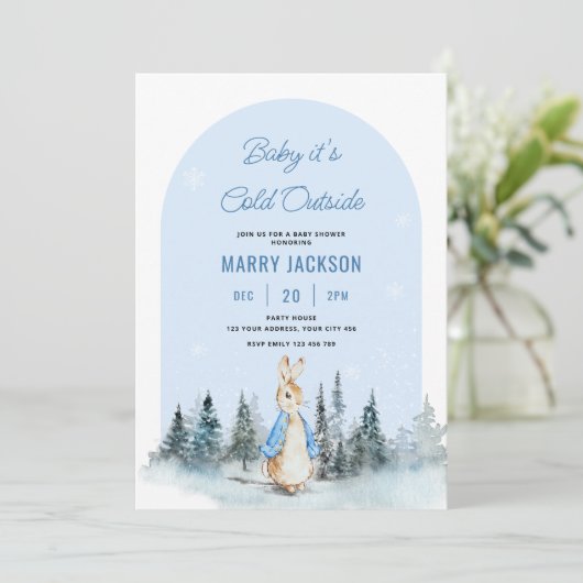 Peter Rabbit Winter Arch baby shower Kaart (Staand voorkant)