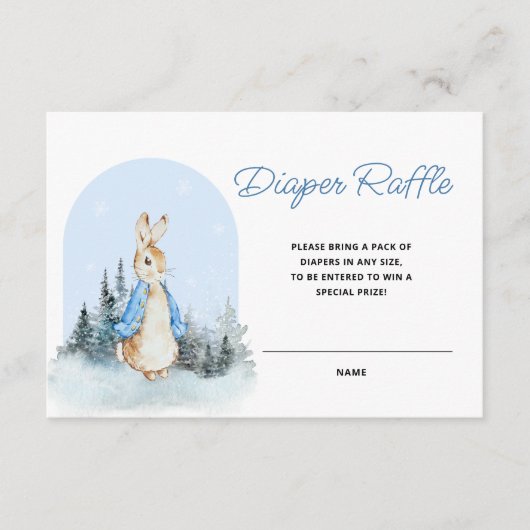 Peter Rabbit Winter Arch Luier Raffle Informatiekaartje (Voorkant)