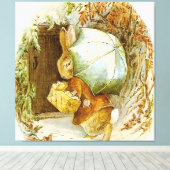 "Peter Rabbit with Winter Umbrella" door Beatrix P Canvas Afdruk (Insitu (Houten vloer))