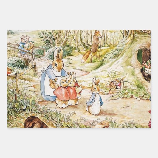 Peter Rabbit's Buurt beroemd gemaakt door Beatrix  Inpakpapier Vel (Voorkant)