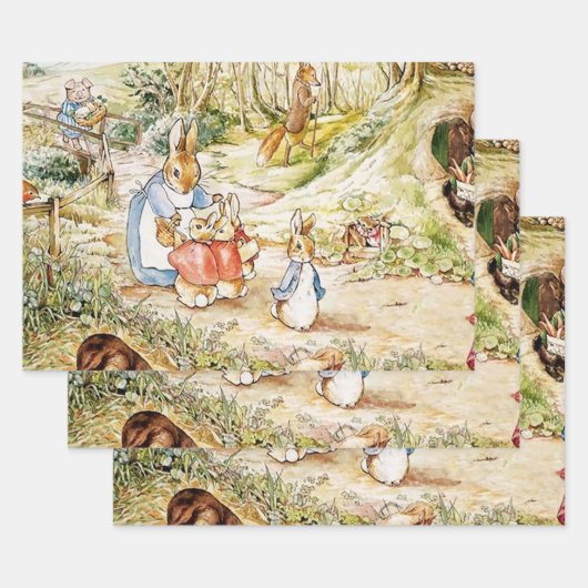 Peter Rabbit's Buurt beroemd gemaakt door Beatrix Inpakpapier Vel (Set)