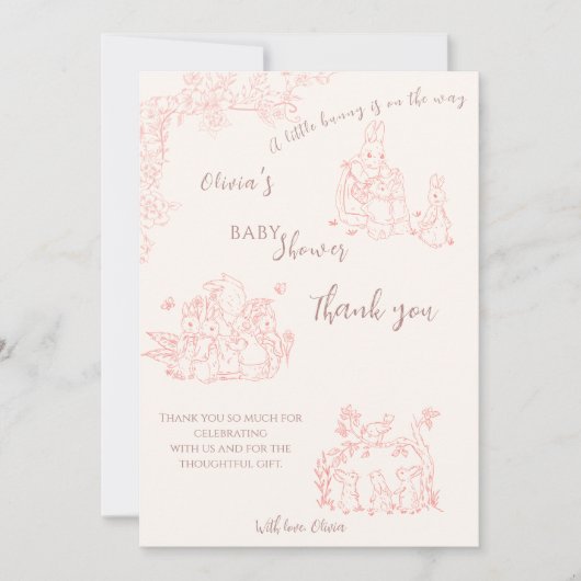 Peter Rabbit's moeder Baby shower Bedankkaart (Voorkant)