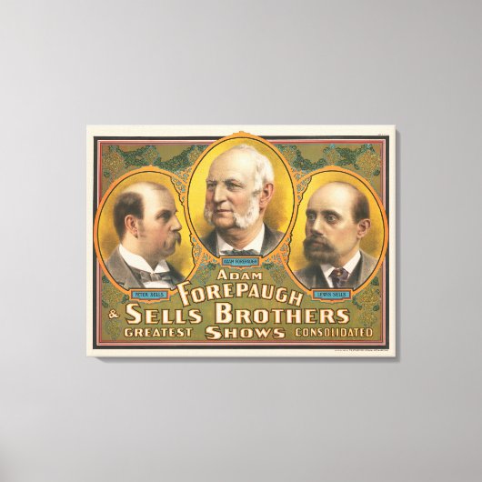 Peter Sells, Adam Forepaugh en Lewis Sells Canvas Afdruk (Voorkant)
