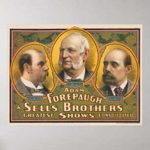 Peter Sells, Adam Forepaugh en Lewis Sells Poster