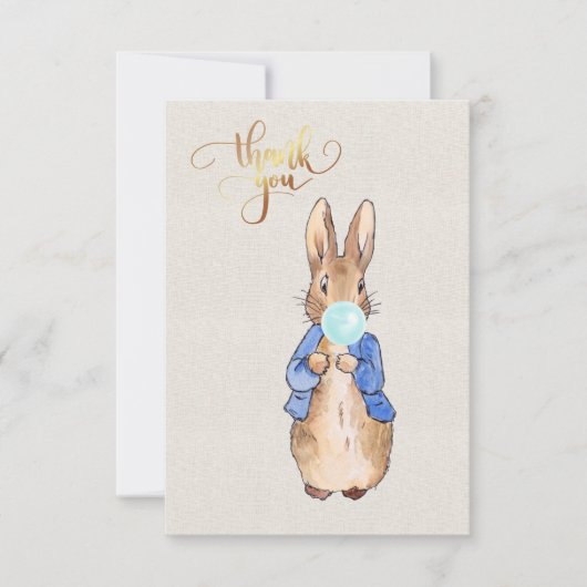 Peter the Rabbit Bblauw Bubble gom Bedankkaart (Voorkant)