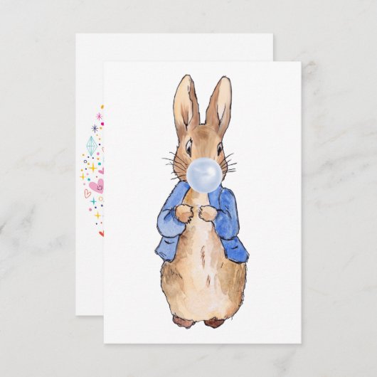 Peter the Rabbit Bblauw Bubble gom Bedankkaart (Voorkant / Achterkant)