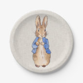 Peter the Rabbit Beige Linen Background Papieren Bordje (Voorkant)