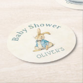 Peter The Rabbit  Blue Baby shower Ronde Kartonnen Onderzetter (Gebogen)