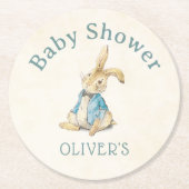 Peter The Rabbit Blue Baby shower Ronde Kartonnen Onderzetter (Voorkant)