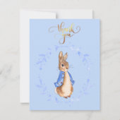 Peter the Rabbit Blue Wreath Gold Hartelijk dank v Bedankkaart (Voorkant)