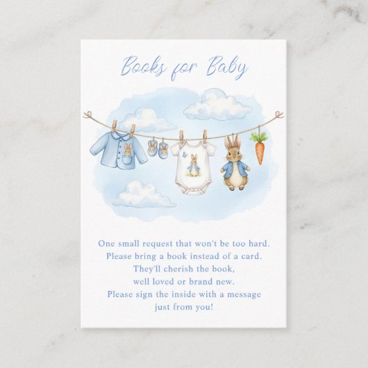 Peter the Rabbit Clothesline Shower Book Request Informatiekaartje (Voorkant)