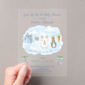 Peter the Rabbit Cute Clothesline Baby Shower Acryl Uitnodigingen (Insitu (Draagbaar))