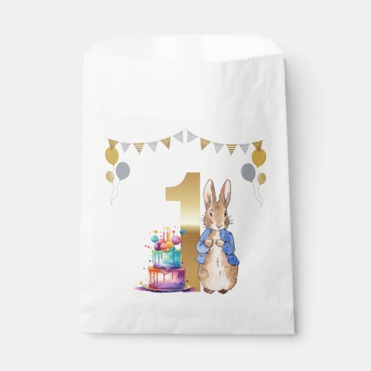 Peter the Rabbit First Birthday Bedankzakje (Voorkant)