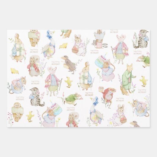 Peter the Rabbit First Birthday Inpakpapier Vel (Voorkant)