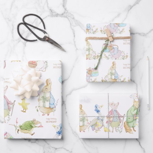 Peter the Rabbit First Birthday Inpakpapier Vel (Voorkant)