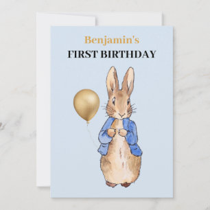 Peter the Rabbit First Birthday Kaart