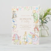 Peter the Rabbit First Birthday Kaart (Staand voorkant)