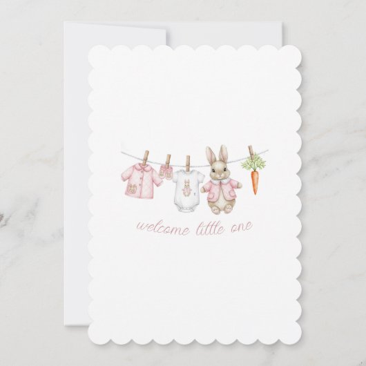 Peter the Rabbit Girl Clothesline Baby Shower Kaart (Achterkant)