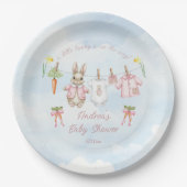 Peter the Rabbit Girl Clothesline Baby Shower Pap Papieren Bordje (Voorkant)