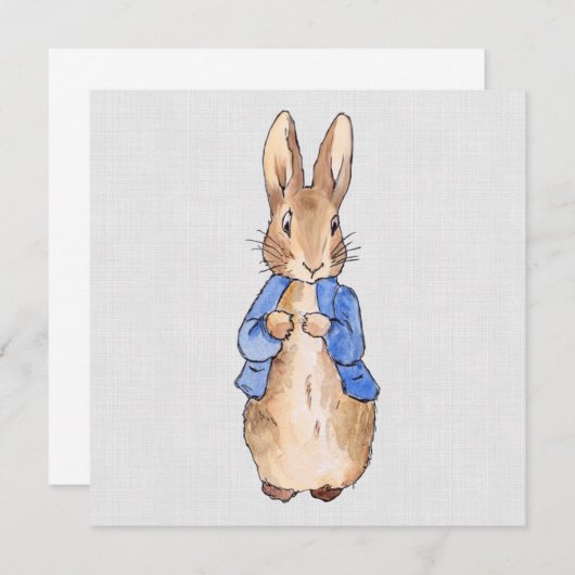Peter the Rabbit Gray Linen Background Bedankkaart (Voorkant / Achterkant)