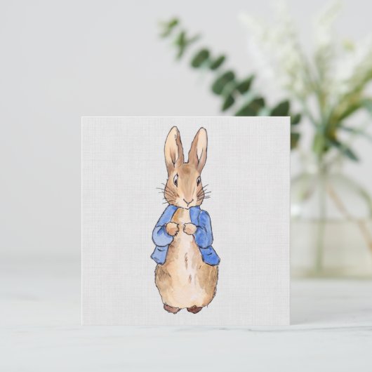 Peter the Rabbit Gray Linen Background Bedankkaart (Staand voorkant)