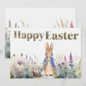 Peter the Rabbit Happy Easter Feestdagenkaart (Voorkant / Achterkant)