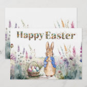 Peter the Rabbit Happy Easter Feestdagenkaart (Voorkant / Achterkant)