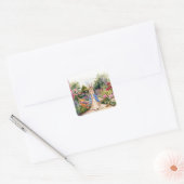 Peter the Rabbit in zijn tuin Vierkante Sticker (Envelop)