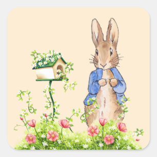 Peter the Rabbit in Zijne Garden Vierkante Sticker