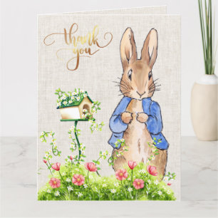 Peter the Rabbit Linen Background Bedankkaart